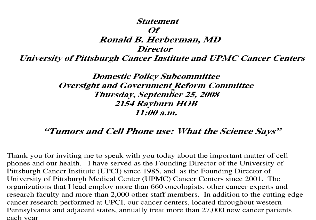 US Government EMF Committee
